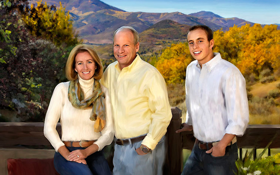 Family Portrait Painting, Deer Valley, Utah