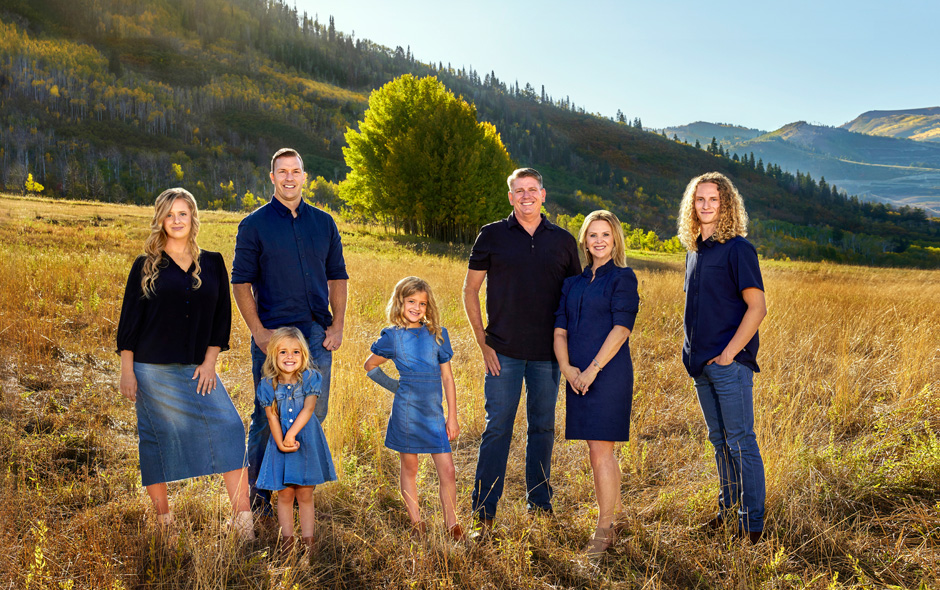 park city family portrait fall mountain meadow Family portrait in a mountain meadow near Park City, Utah